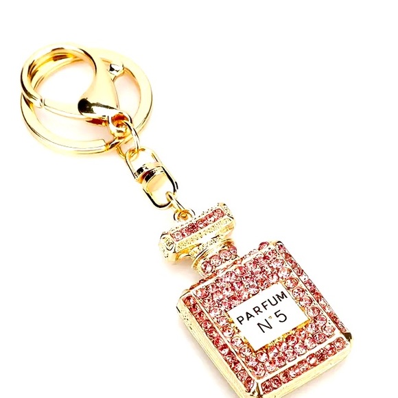 Full Diamond-Set Perfume Bottle Keychain - Picture 2 of 4